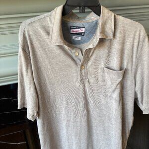 johnnie-O Hangin' Out Large Heather Gray Collar Shirt 3 button Large